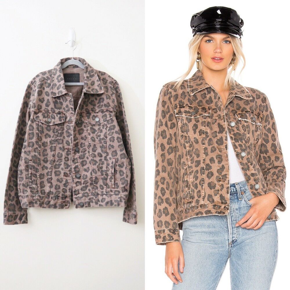 Blank NYC Size S Catwalk Denim Trucker Jacket Animal Print Distressed - Picture 3 of 12